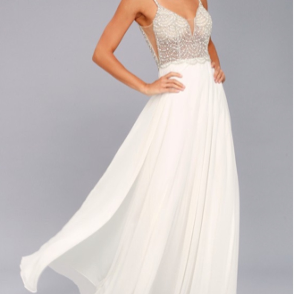 TRUE LOVE WHITE BEADED RHINESTONE MAXI DRESS LULUS